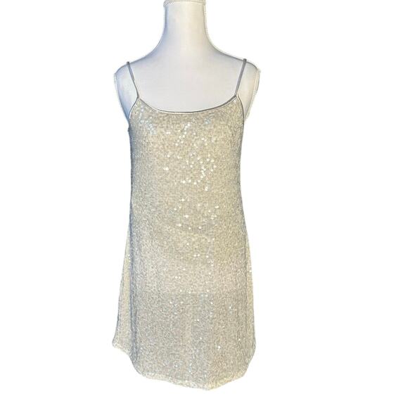 H&M Divided Iridescent Sequin Small Y2K Holiday Semi Formal Bodycon Mini Dress - Picture 1 of 6